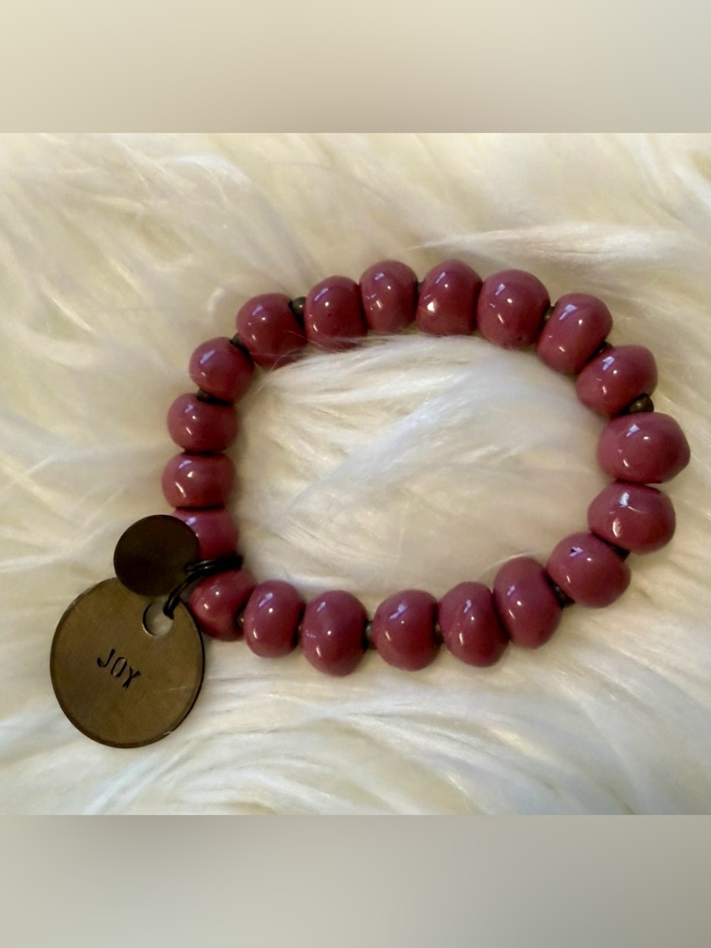 Beaded Stretch Bracelet with Joy Charm